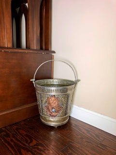 Late 1800s Moroccan Silver Hammam Bucket with Hamsa Design