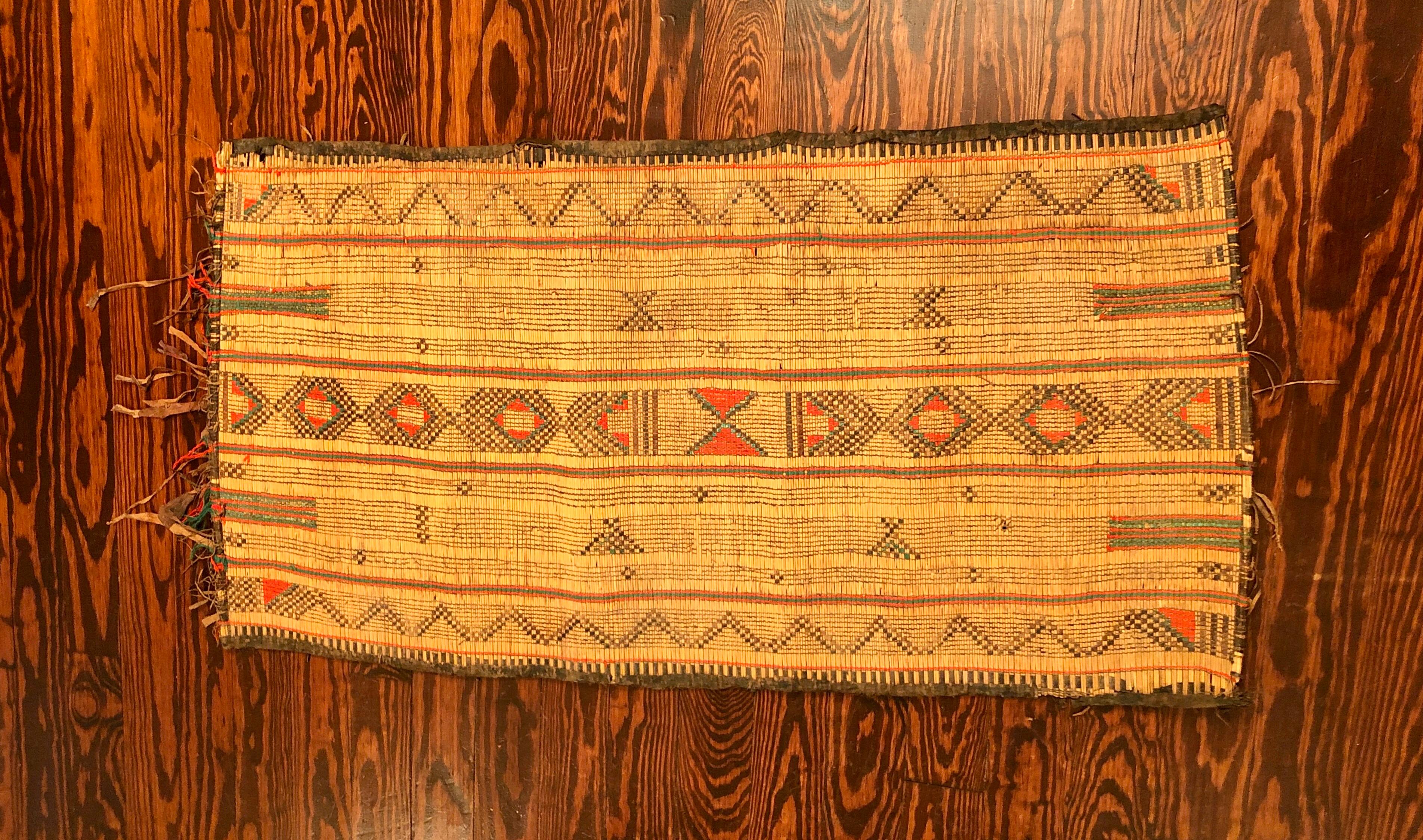Vintage Tuareg Reed Mat - Handwoven African Tribal Rug from Sahara Desert 9