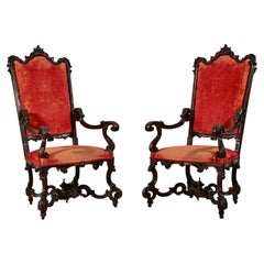 19th century pair of Italian wood armchairs