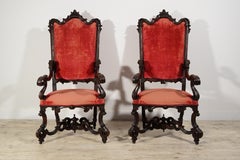 19th century pair of Italian wood armchairs