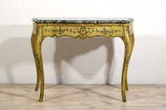 18th Century, Italian Rococo Lacquered Wood Console