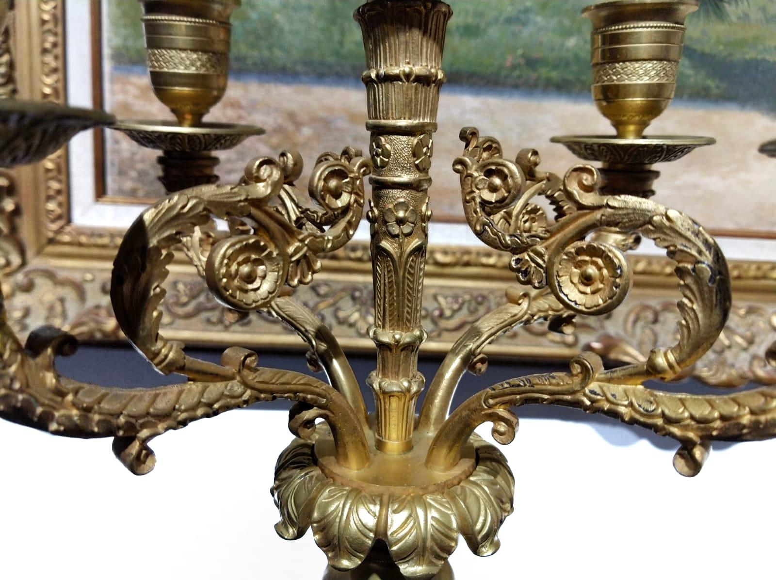 Pair of 19th Century Napoleon III Ormolu Marble Candlesticks LAST PRICE For Sale 5