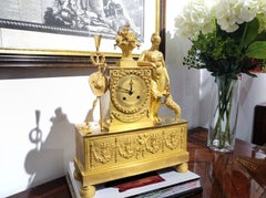 19th Century Empire Ormolu Gilt Bronze French Pendule Clock Goddess Demeter