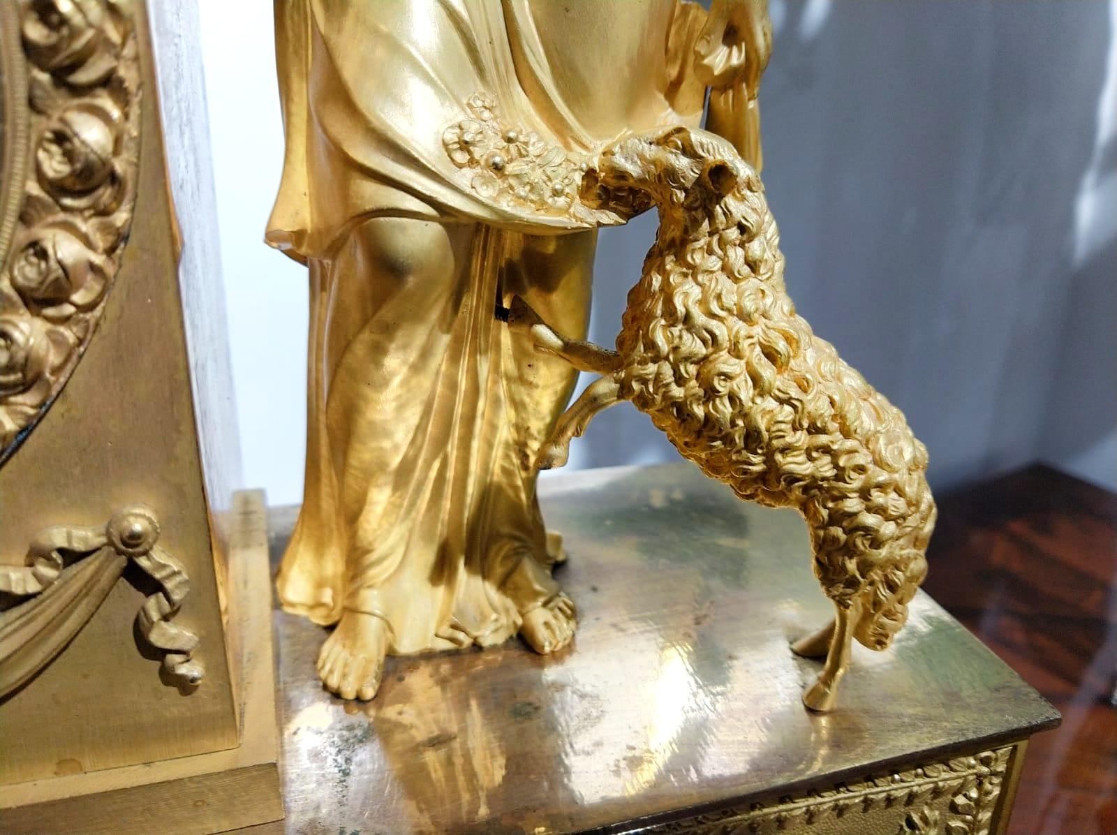 19th Century Empire Ormolu Gilt Bronze French Pendule Clock Goddess Demeter 4
