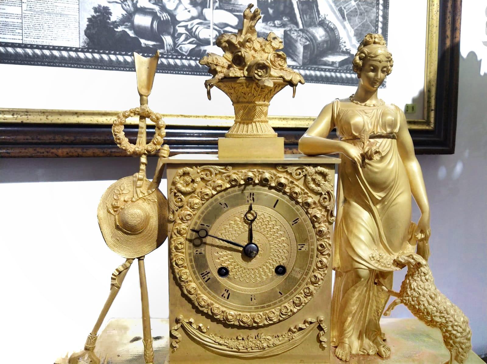 19th Century Empire Ormolu Gilt Bronze French Pendule Clock Goddess Demeter 5