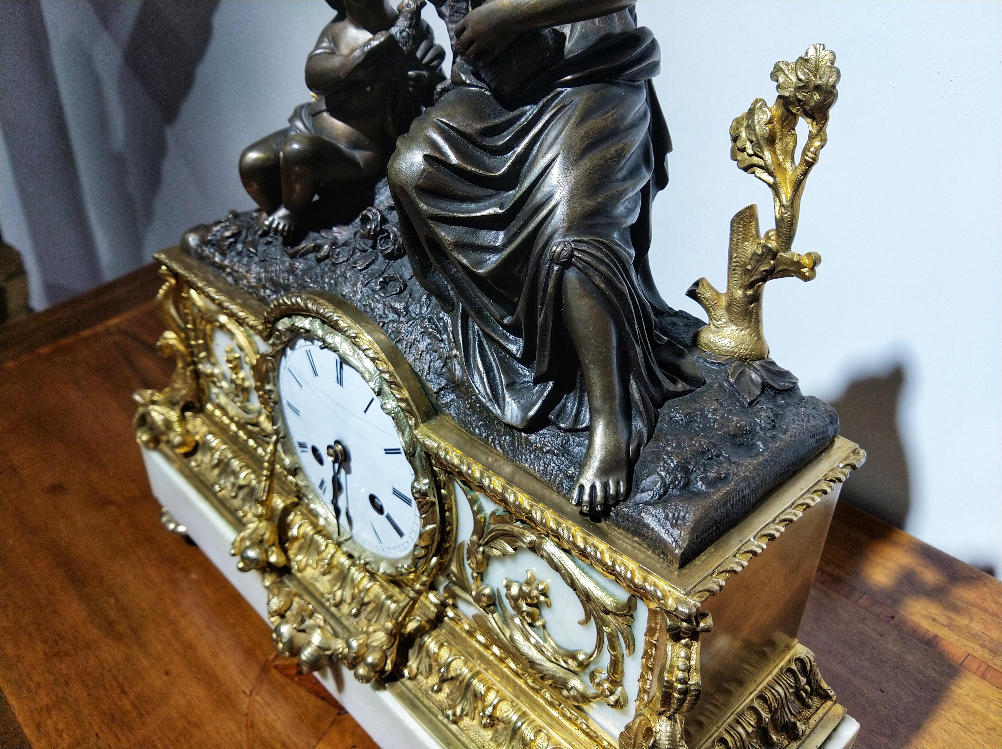Mid-19th Century Napoleon III Gilt Bronze Ormolu Marble Mantel Clock LAST PRICE 3