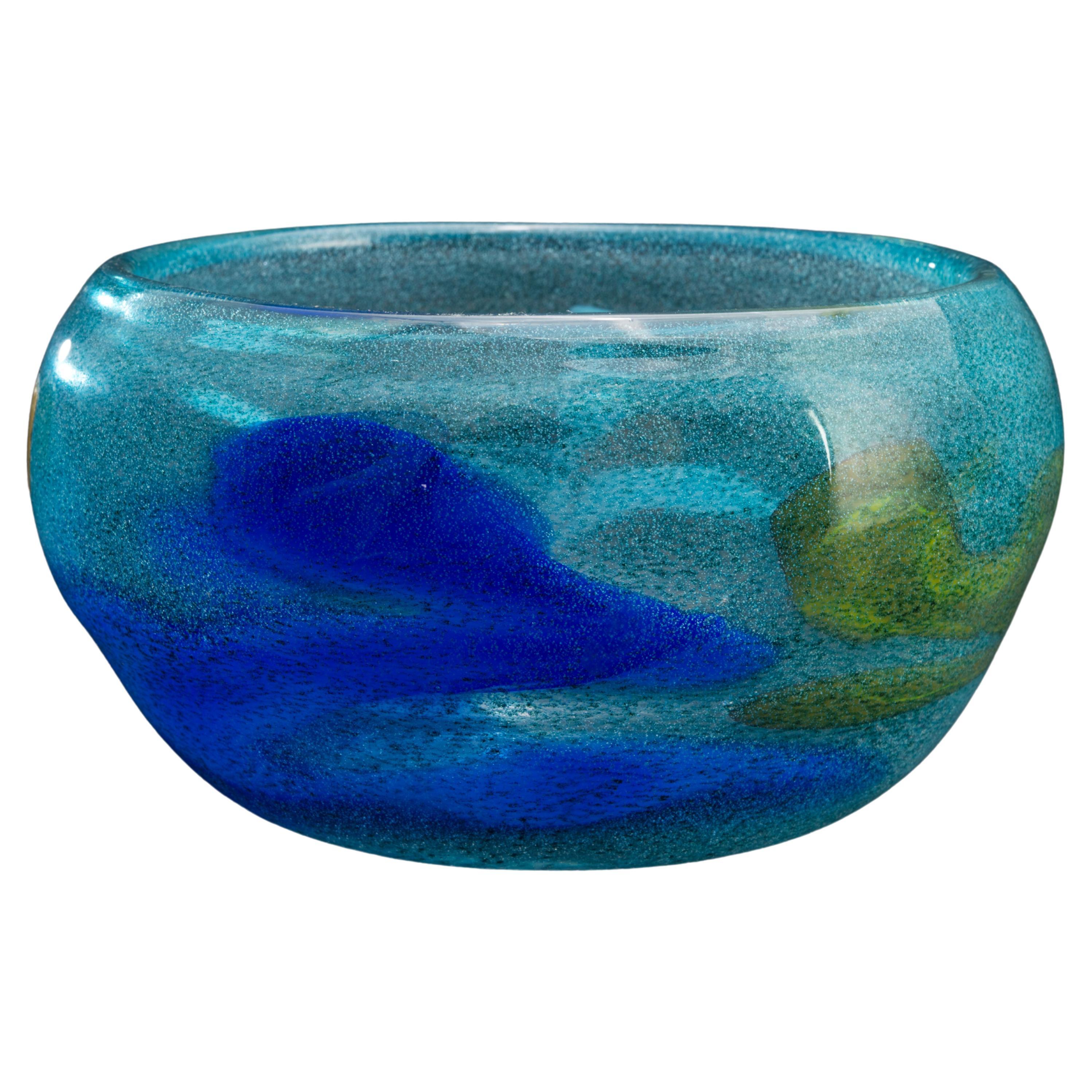 Bengt Orup for Johansfors Sweden Modernist Blue Art Glass Vase For Sale
