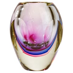 Murano Sommerso Faceted Glass Vase in Style of Flavio Poli for Seguso