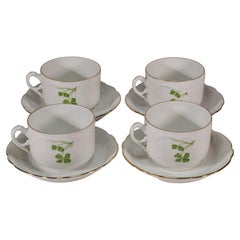 Porsgrund Norvège ensemble de 4 tasses et soucoupes en porcelaine, 1887-1911