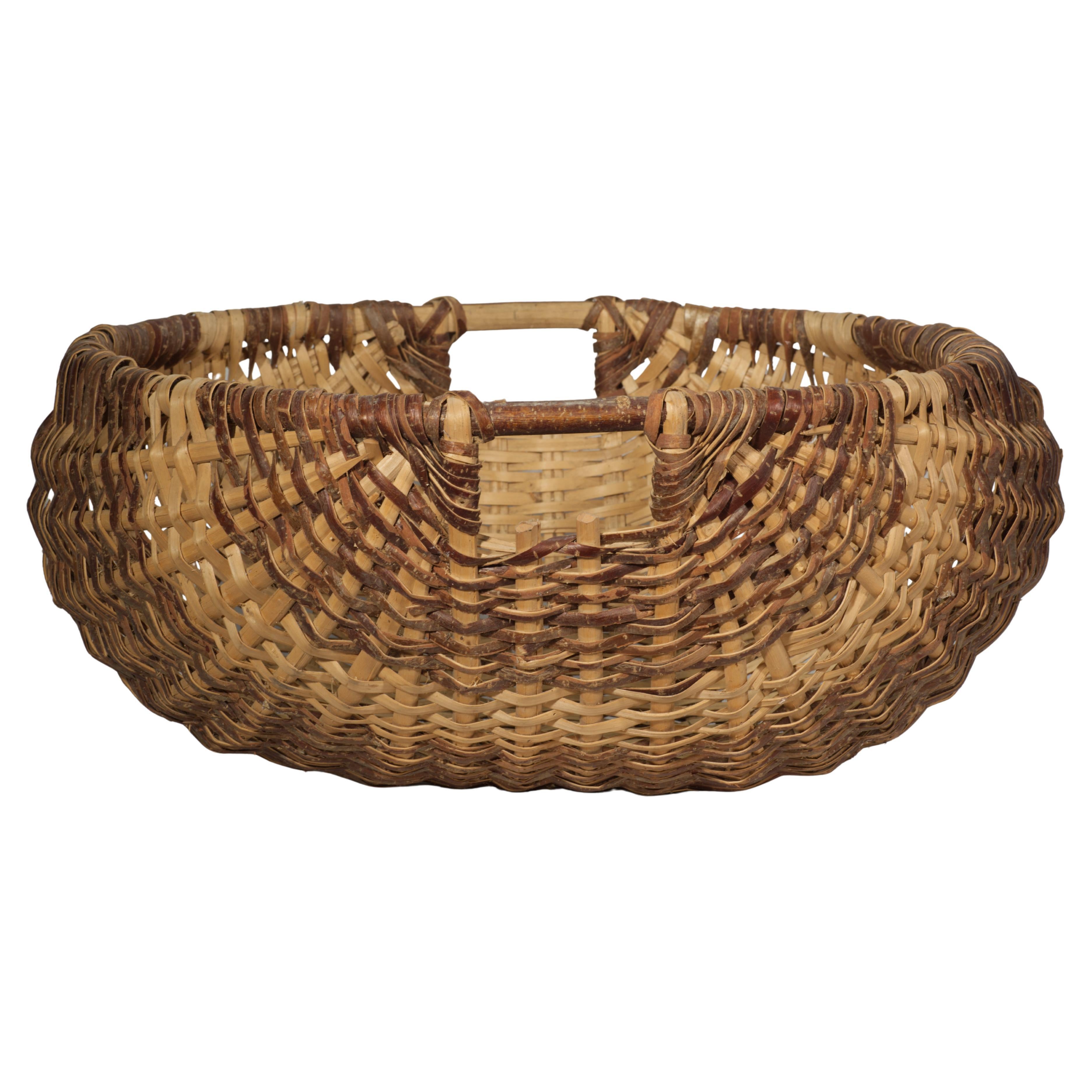 Grand panier de collecte américain en chêne fendu