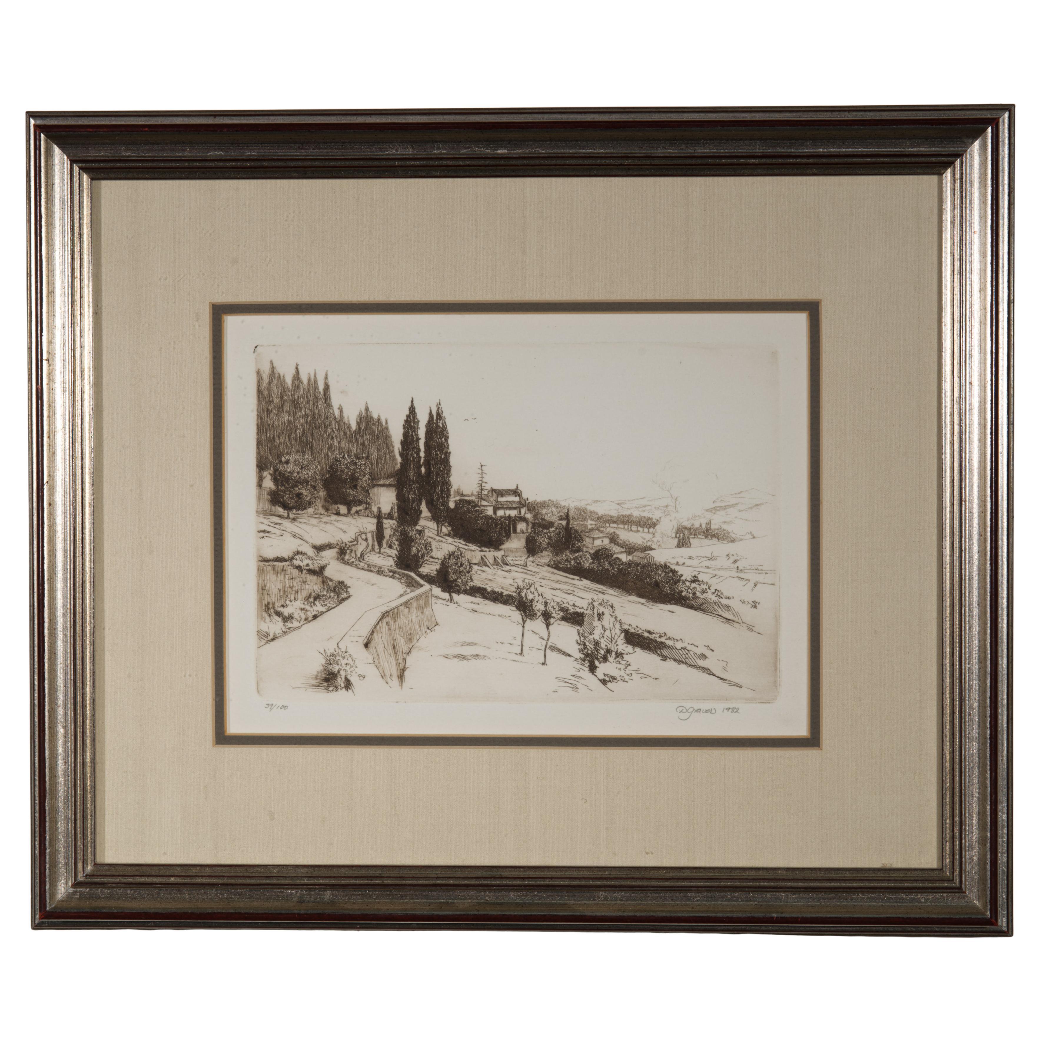 Daniel Graves Paysage italien à l'eau-forte 39/100, 1982