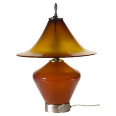 Steven Correia Amber Art Glass Table Lamp
