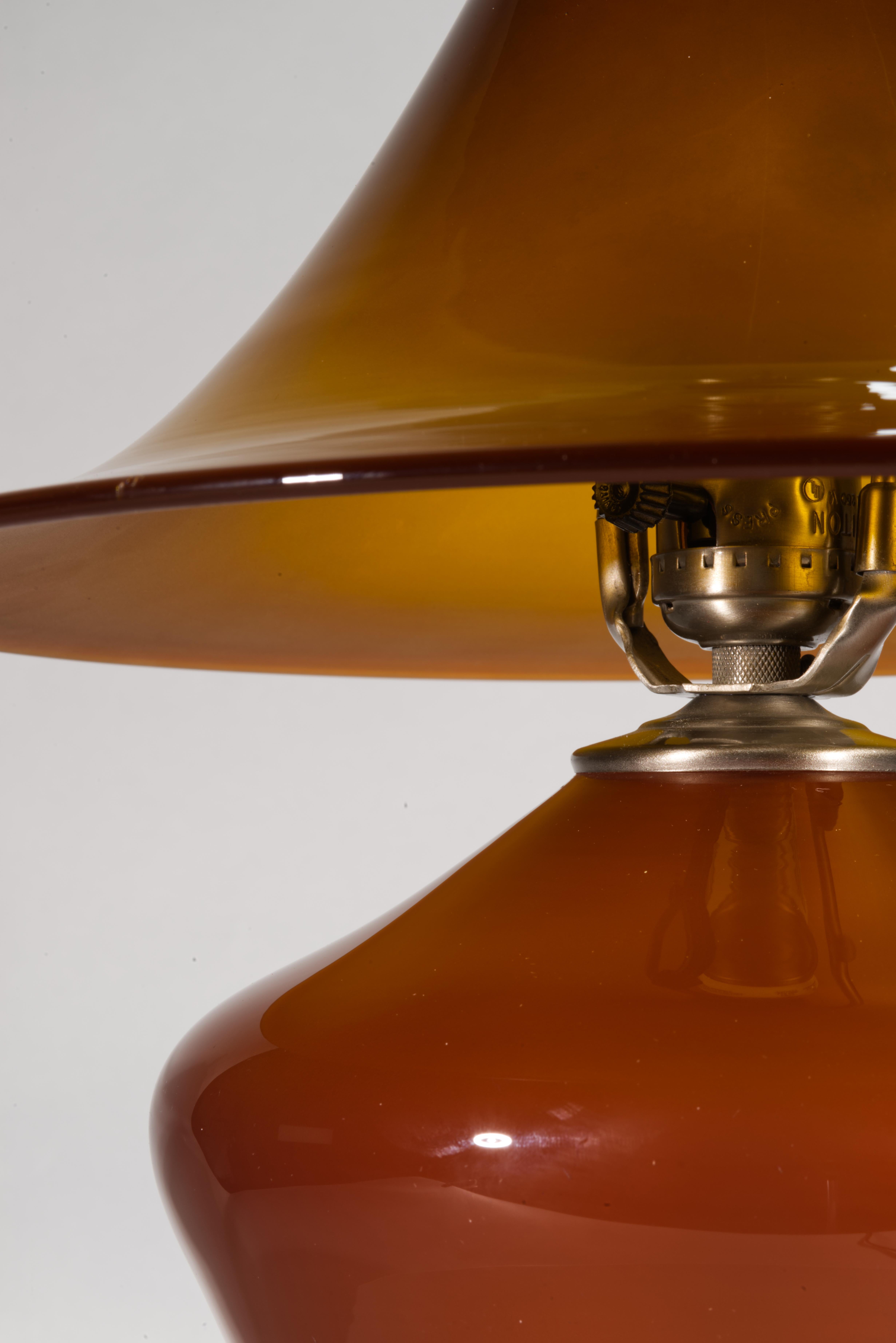 Steven Correia Amber Art Glass Table Lamp For Sale 1