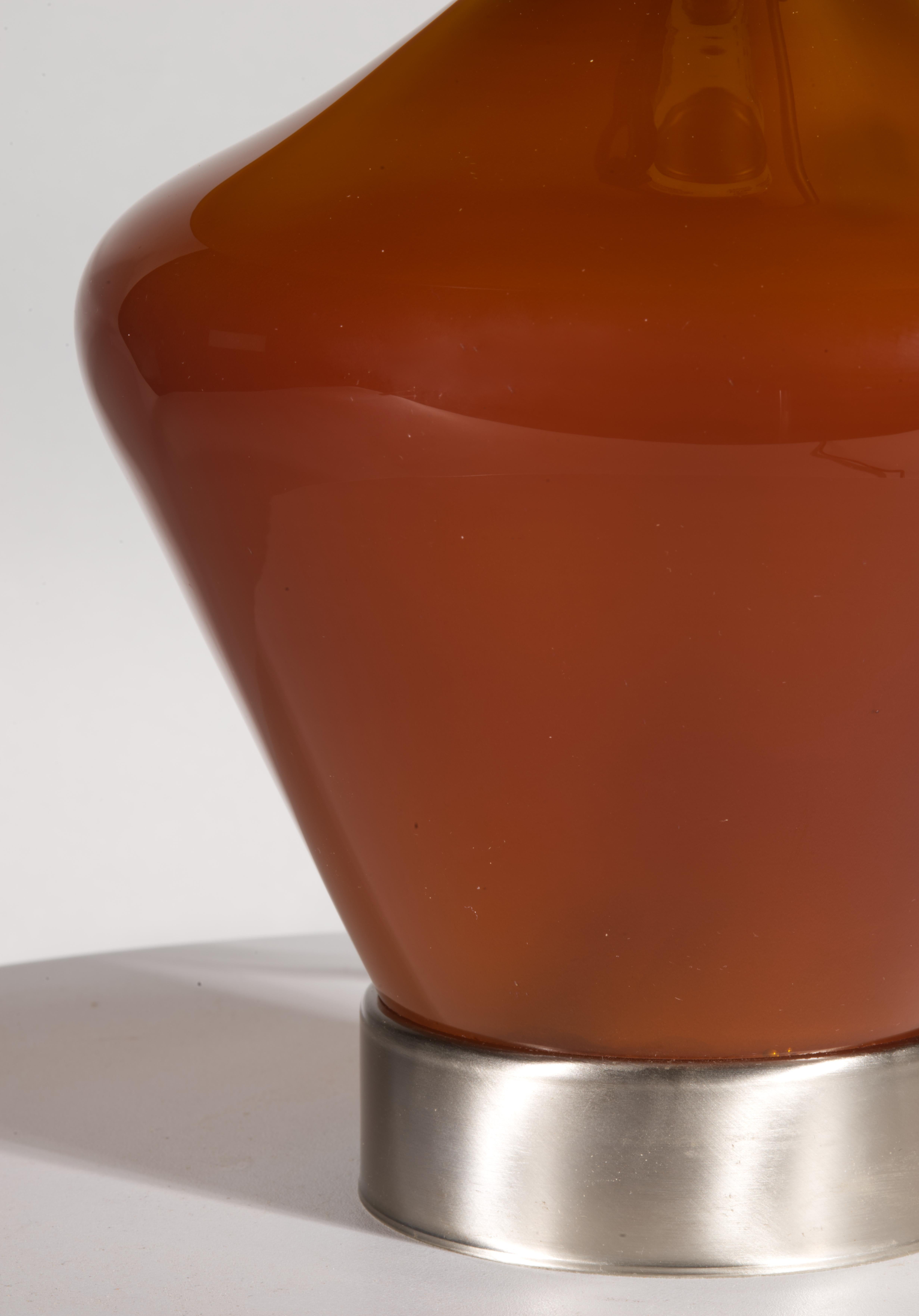Steven Correia Amber Art Glass Table Lamp For Sale 3