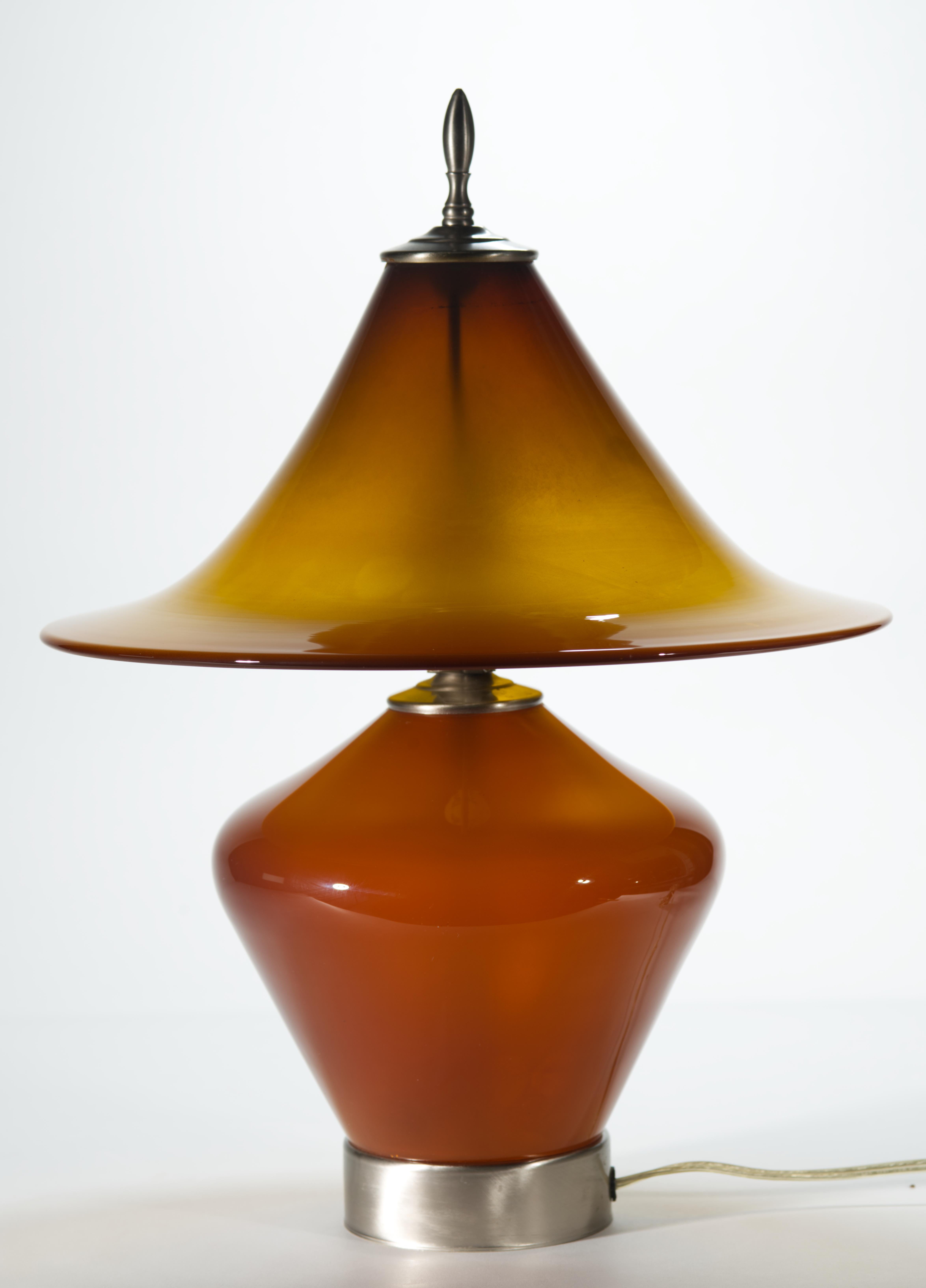 Steven Correia Amber Art Glass Table Lamp For Sale 4