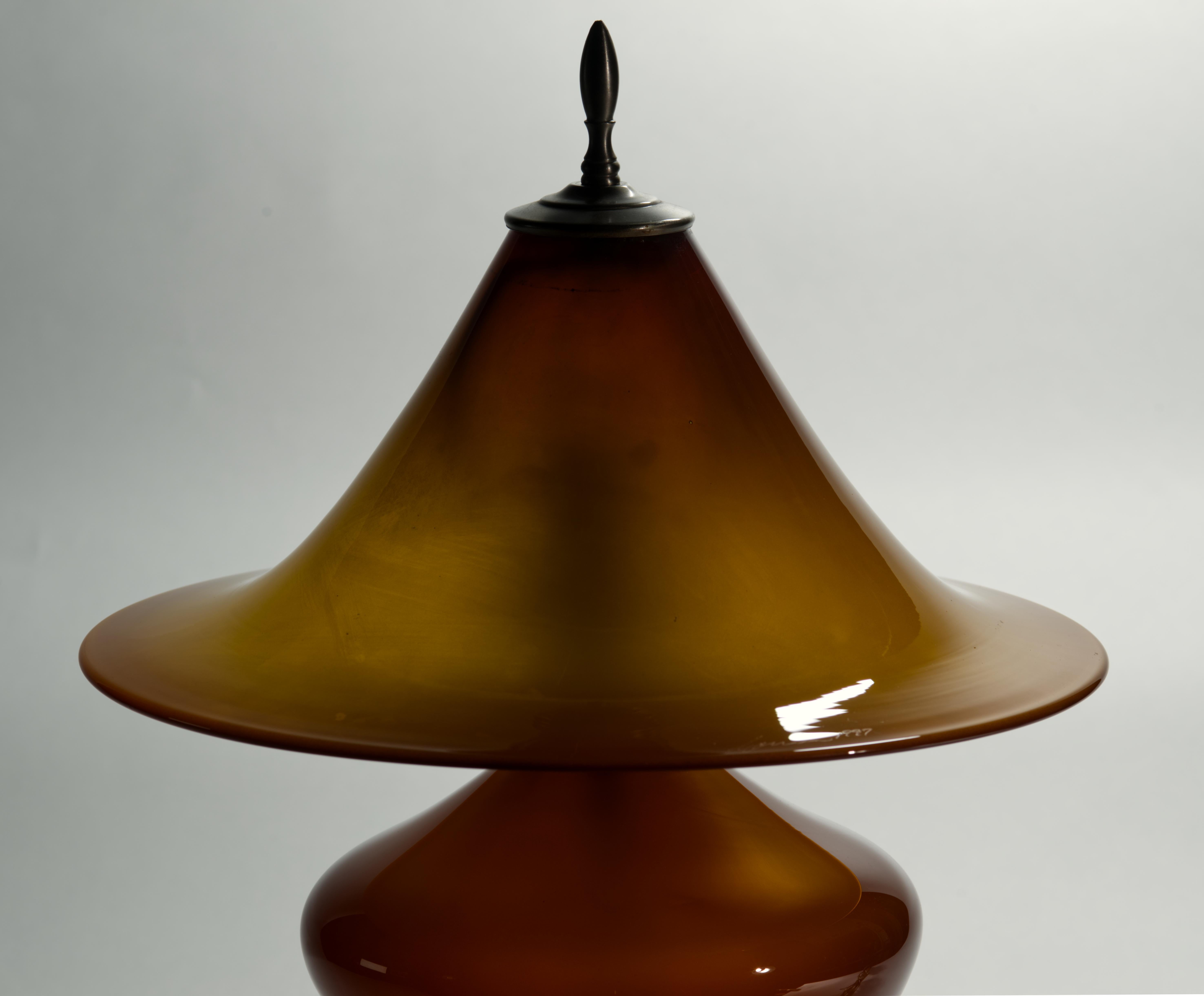 Steven Correia Amber Art Glass Table Lamp For Sale 5