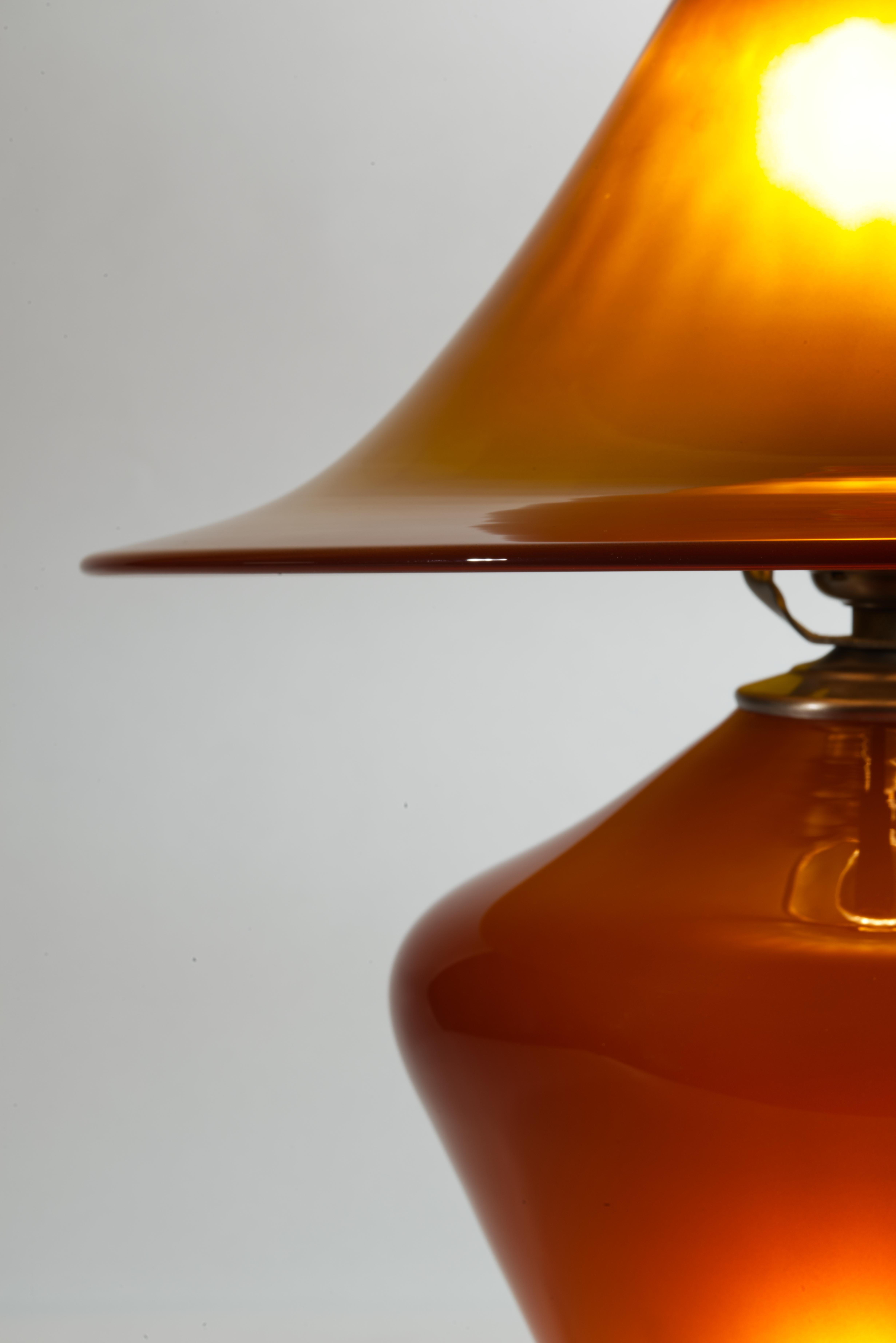 Steven Correia Amber Art Glass Table Lamp For Sale 6