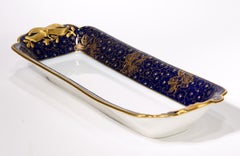 Haviland Limoges Porcelain Tray Handles, Cobalt Blue and Gold, 1887