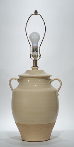 American Large Stoneware Jar Crock Table Lamp Craquelure Glaze Rowe Pottery