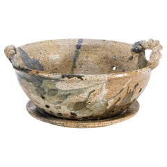 Grande scolapasta vintage americano in ceramica da studio, ciotola per frutti di bosco e sottopiatto