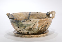 Grande scolapasta vintage americano in ceramica da studio, ciotola per frutti di bosco e sottopiatto