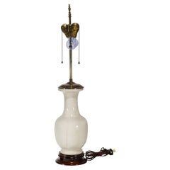 Blanc De Chine Urn Table Lamp Incised Chinoiserie Decor, 1950s