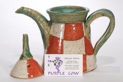 Teapot with Checkered & Salt Glaze, Vintage Studio Pottery
