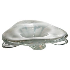 Fratelli Toso Murano Opaline Blue Glass Bowl 1950s-1960s, Marked