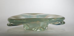 Fratelli Toso Murano Opaline Blue Glass Bowl 1950s-1960s, Marked