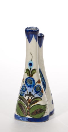 Vase à fleurs en céramique artisanale de Tonala (Mexique), à double bec verseur