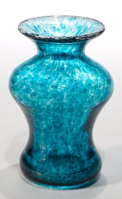 Art Deco Blue Bud Vase, American Studio Art Glass. Hand crafted.
