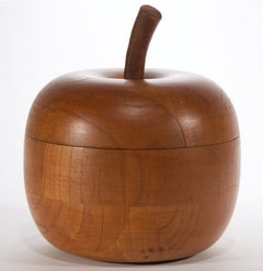 Caja vintage con tapa para guardar té con forma de manzana, de madera de frutal