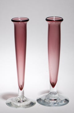 Pair of Art Deco Amethyst Sommerso Vases, American Studio Art Glass