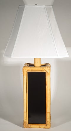 Raymor French Riviera Bamboo & Rattan Table lamp, 1950s Marked