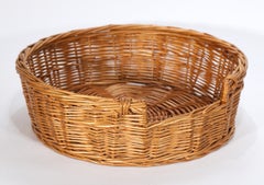 Vintage Wicker Rattan Pet Cat Bed, Mid Century Modern