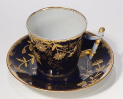 Haviland Limoges Porcelain Demitasse Cup & Saucer, Cobalt & Gold 1882-1891