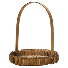 Vintage American Low Gathering Basket, White Oak Splints Wicker