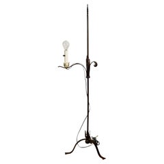 Lampadaire vintage de style brutaliste, en fer forgé à la main, années 1950