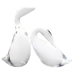 Preening Goose & Gander, Lloyd Atkins for Steuben Glass 1976