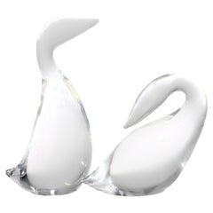 Preening Goose & Gander, Lloyd Atkins for Steuben Glass 1976