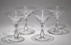 Champagnergläser im Art-Déco-Stil mit Kristallschliff, 4er-Set „American Brilliant“