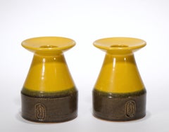 Danish Studio Pottery Pair of Candleholders, Signe Boesen Northroup 1960s