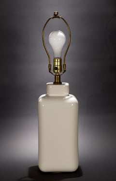 Vintage White Ceramic Tea Caddy Urn Table Lamp, 1960s