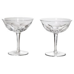 Vintage Pair of Champagne Coupe Crystal Cut Glasses