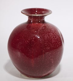 Vintage Vase Oxblood Red Flambe Glaze, American Studio Pottery