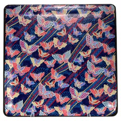 Vintage Tray, Butterfly Japonisme Paper Découpage 1960s-1970s