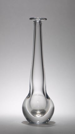 Nils Landberg for Orrefors Art Deco Soliflore Vase, Clear Glass 1950s