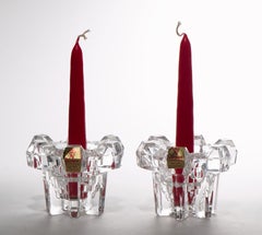 Juego de dos portavelas de cristal de estilo Art Déco de Nachtmann, Alemania, años 70-80