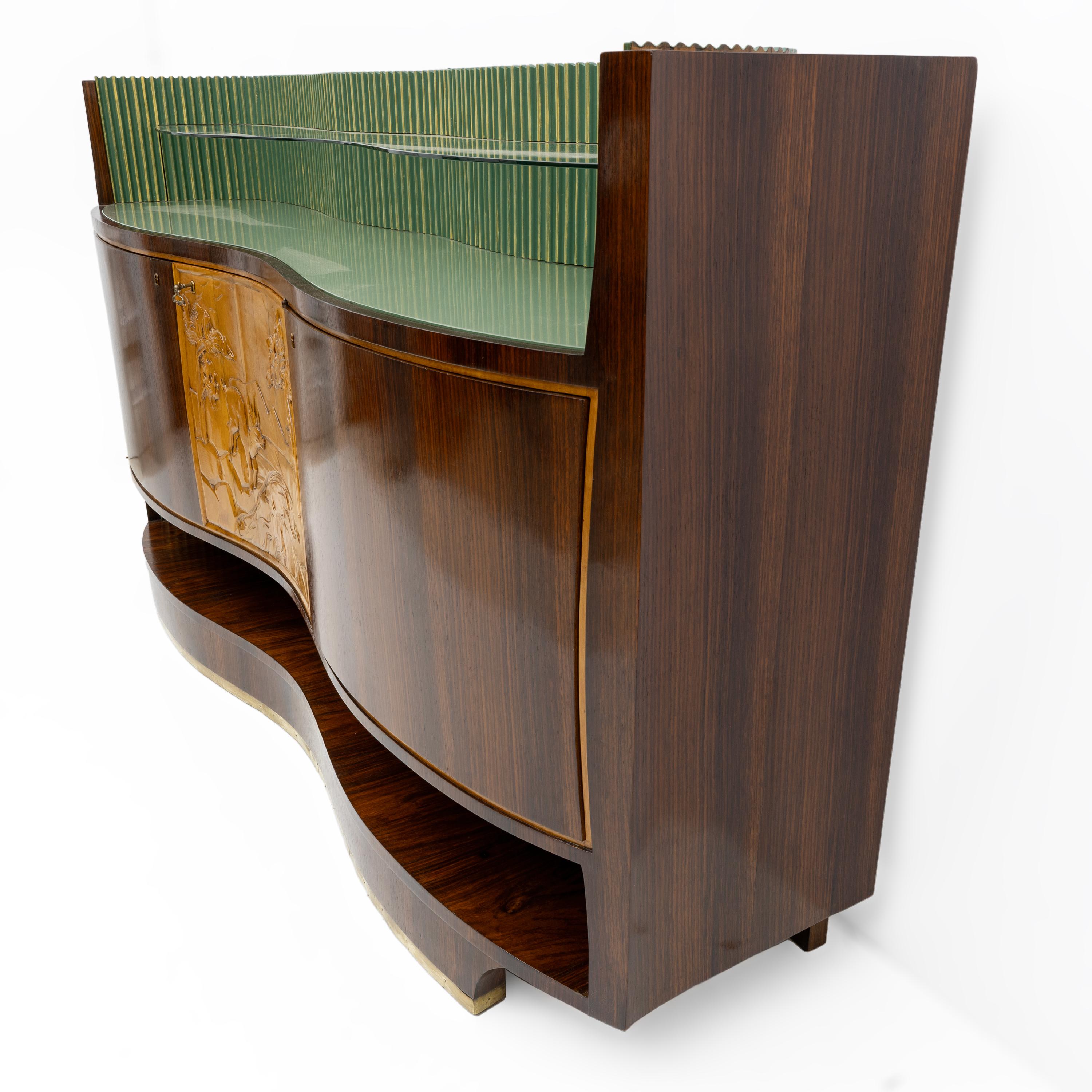 Ottone Cabinet Bar italiano di Vittorio Dassi, anni '50, moderno a metà secolo in vendita