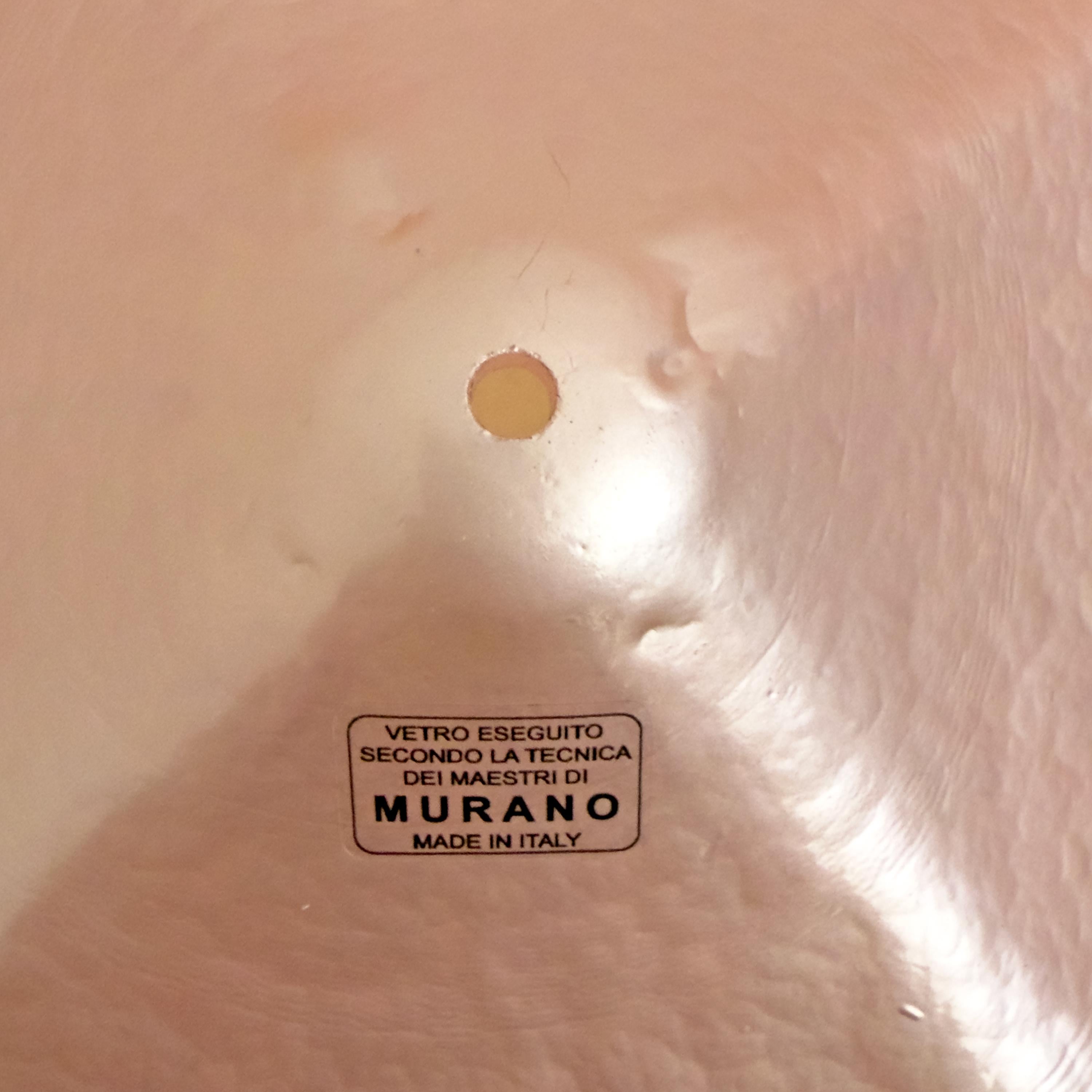 Coppia di lampade moderne in vetro artistico di Murano rosa perlato e ottone in vendita 3
